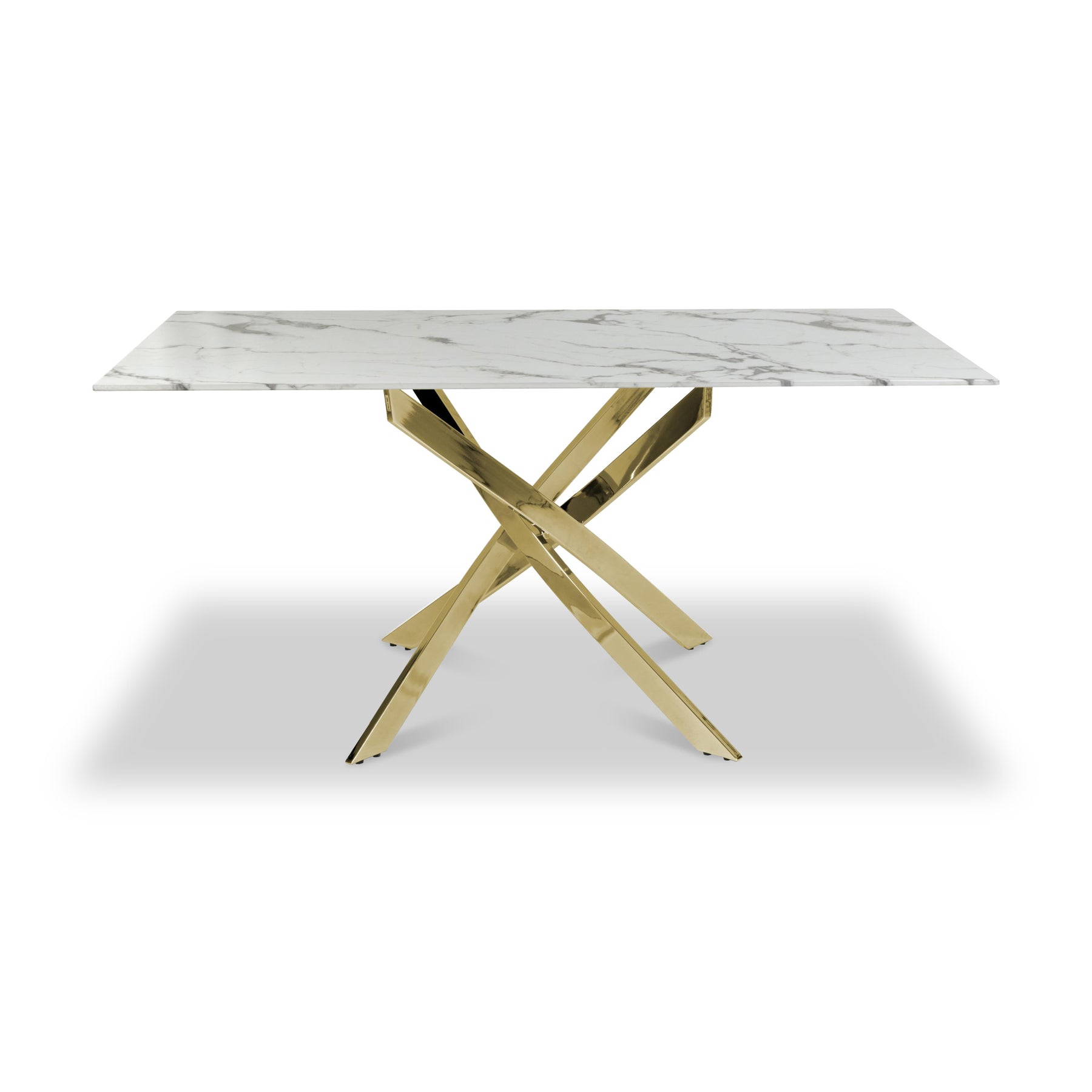 Melody 160cm Marble Effect Dining Table White Gold from Roseland Furniture