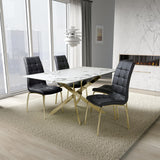 Melody 160cm Marble Effect Dining Table White Gold from Roseland Furniture