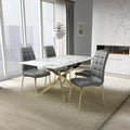 Melody 160cm Marble Effect Dining Table White Gold from Roseland Furniture