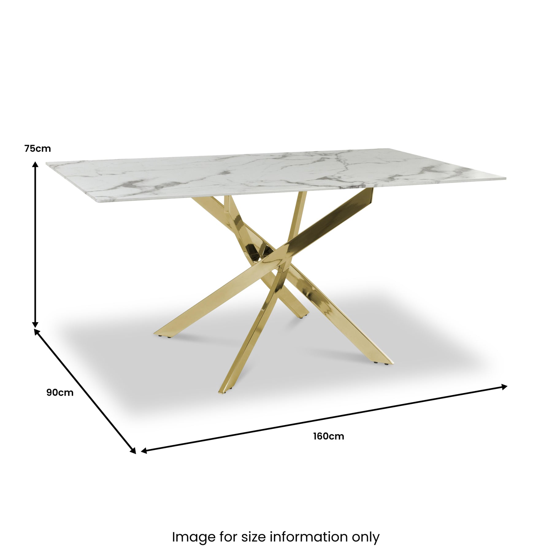 Melody 160cm Marble Effect Dining Table White Gold from Roseland Furniture