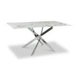 Melody 160cm Marble Effect Dining Table White Chrome from Roseland Furniture