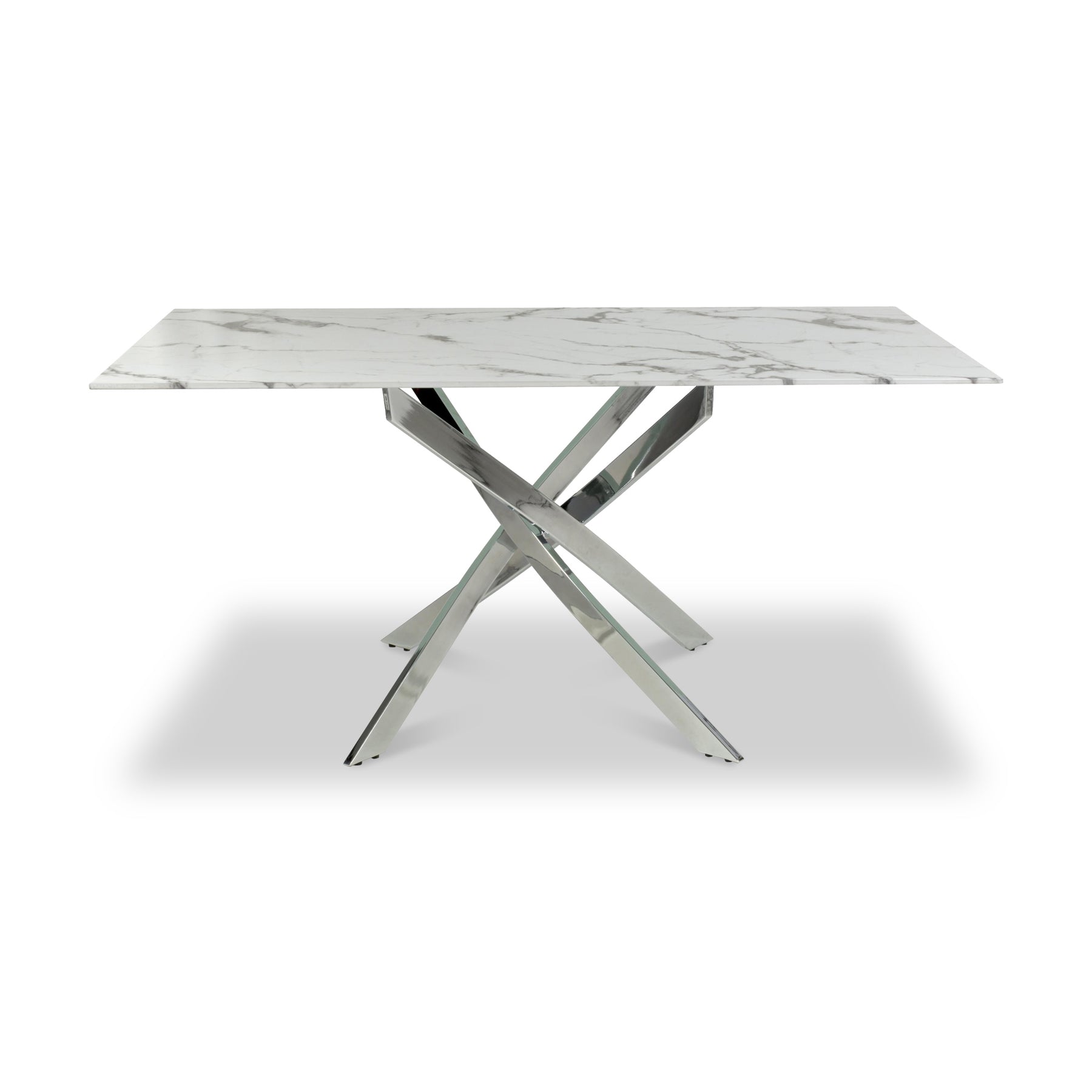 Melody 160cm Marble Effect Dining Table White Chrome from Roseland Furniture