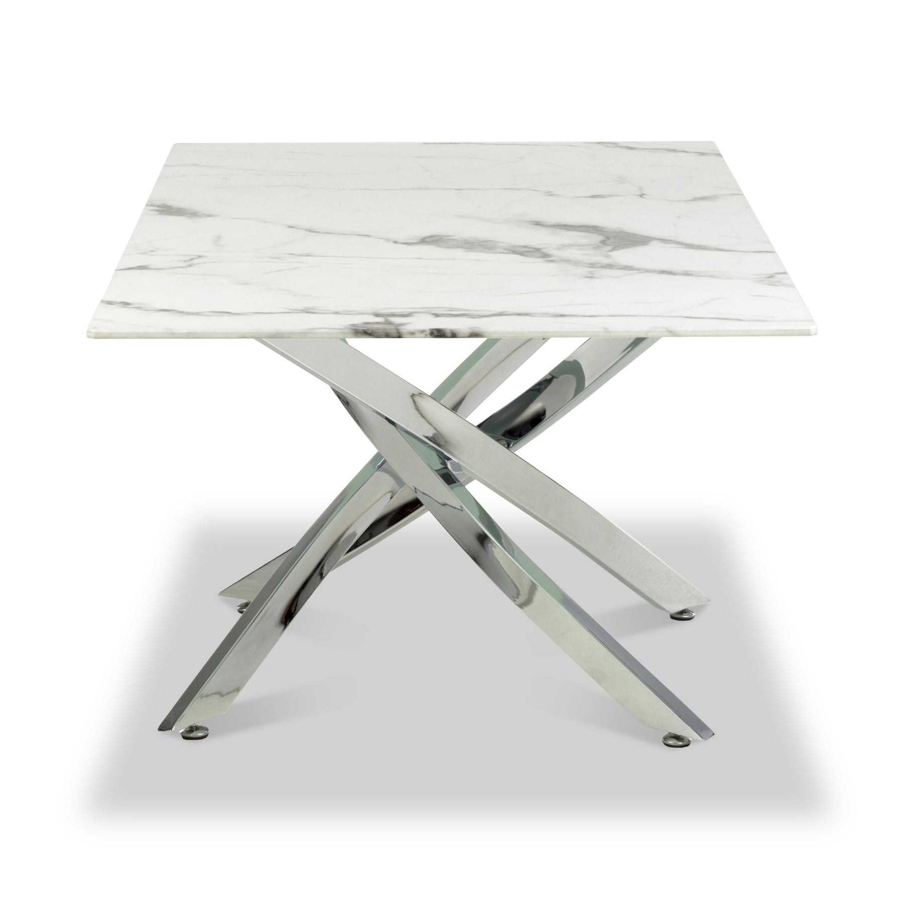 Melody Marble Effect Coffee Table White Chrome from Roseland Furniture