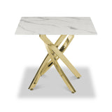 Melody Marble Effect Side Table White Gold from Roseland Furniture