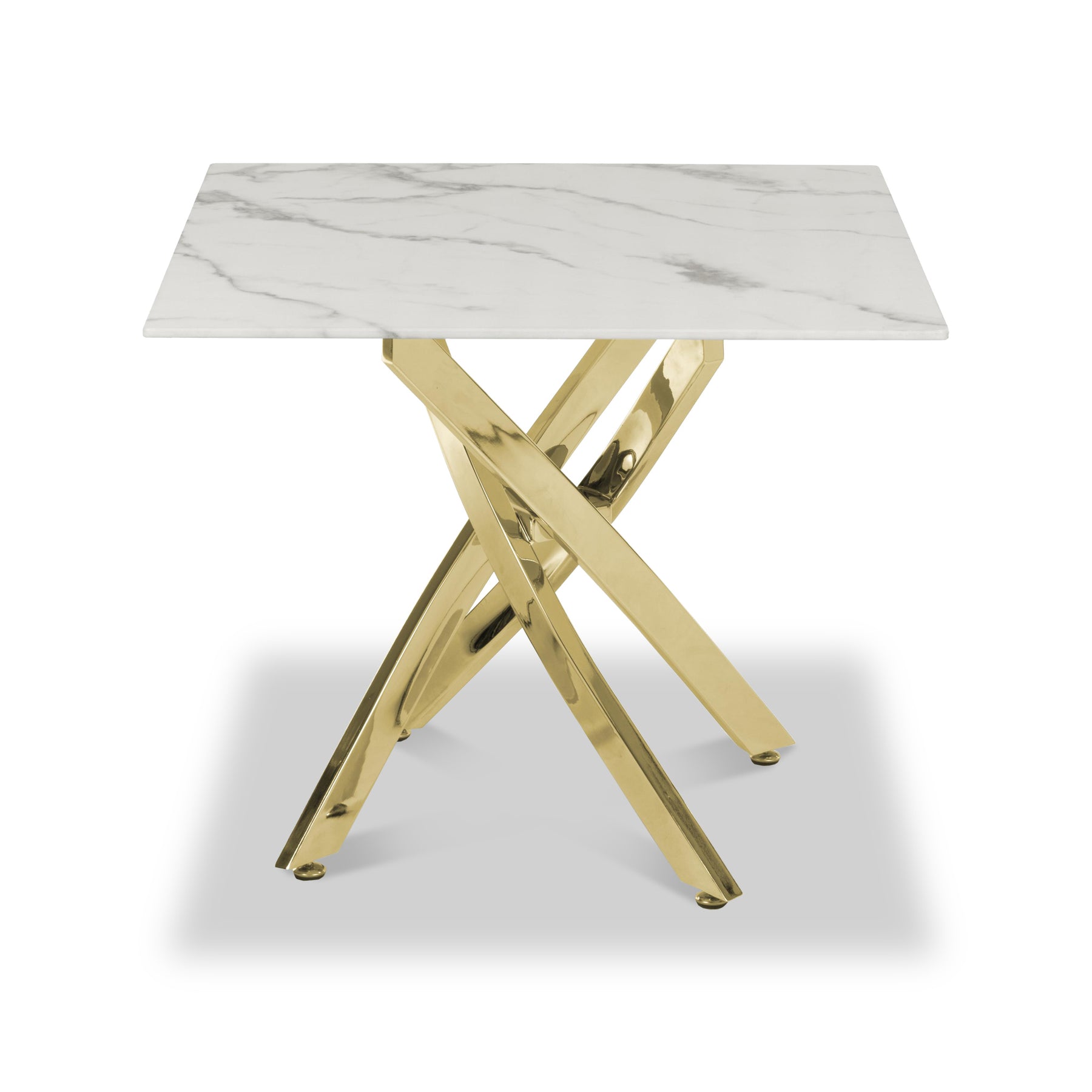 Melody Marble Effect Side Table White Gold from Roseland Furniture