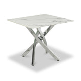 Melody Marble Effect Side Table White Chrome from Roseland Furniture