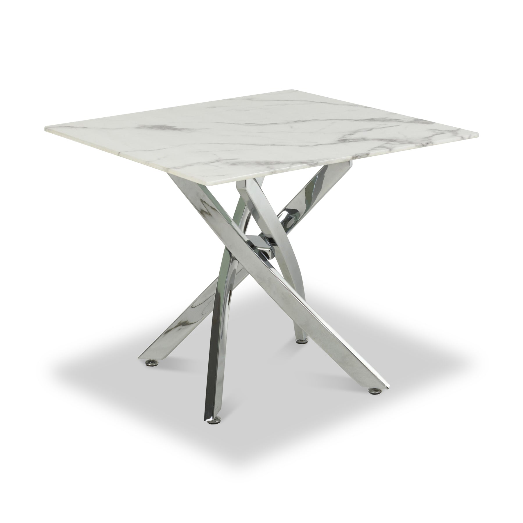 Melody Marble Effect Side Table White Chrome from Roseland Furniture