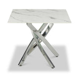 Melody Marble Effect Side Table White Chrome from Roseland Furniture