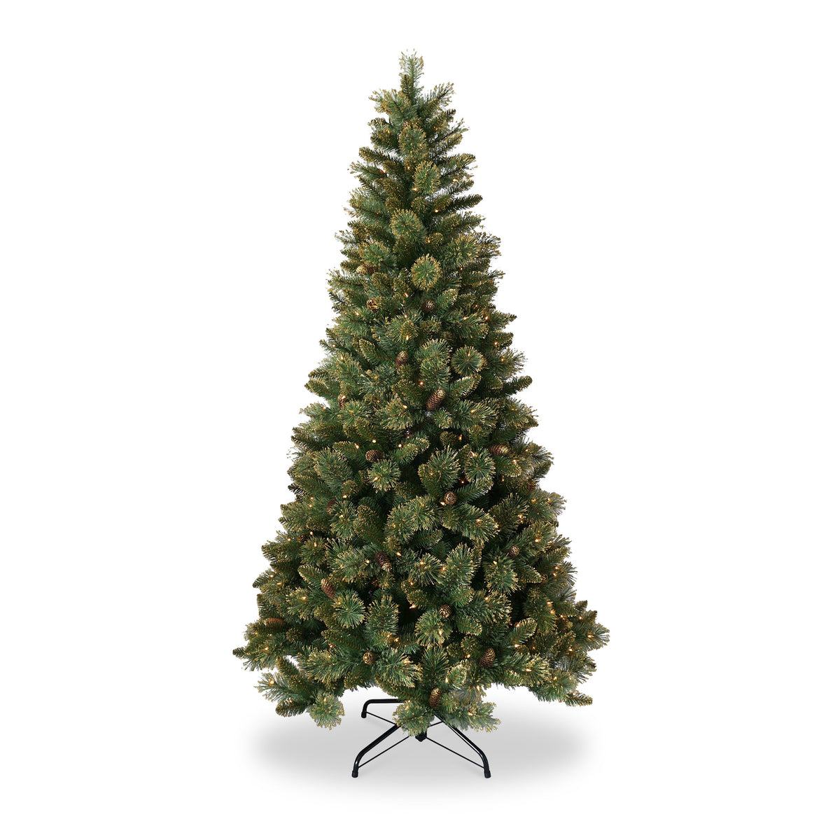 Shimmery Golden Warm White LED Bristle Pine Christmas Tree from Roseland