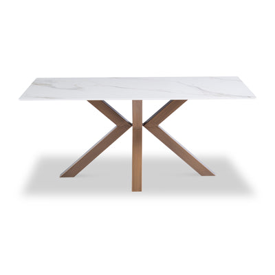 Bowman White & Gold 180cm Sintered Stone Dining Table