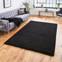 Roswell Black Stain Resistant Shaggy Rug for living room