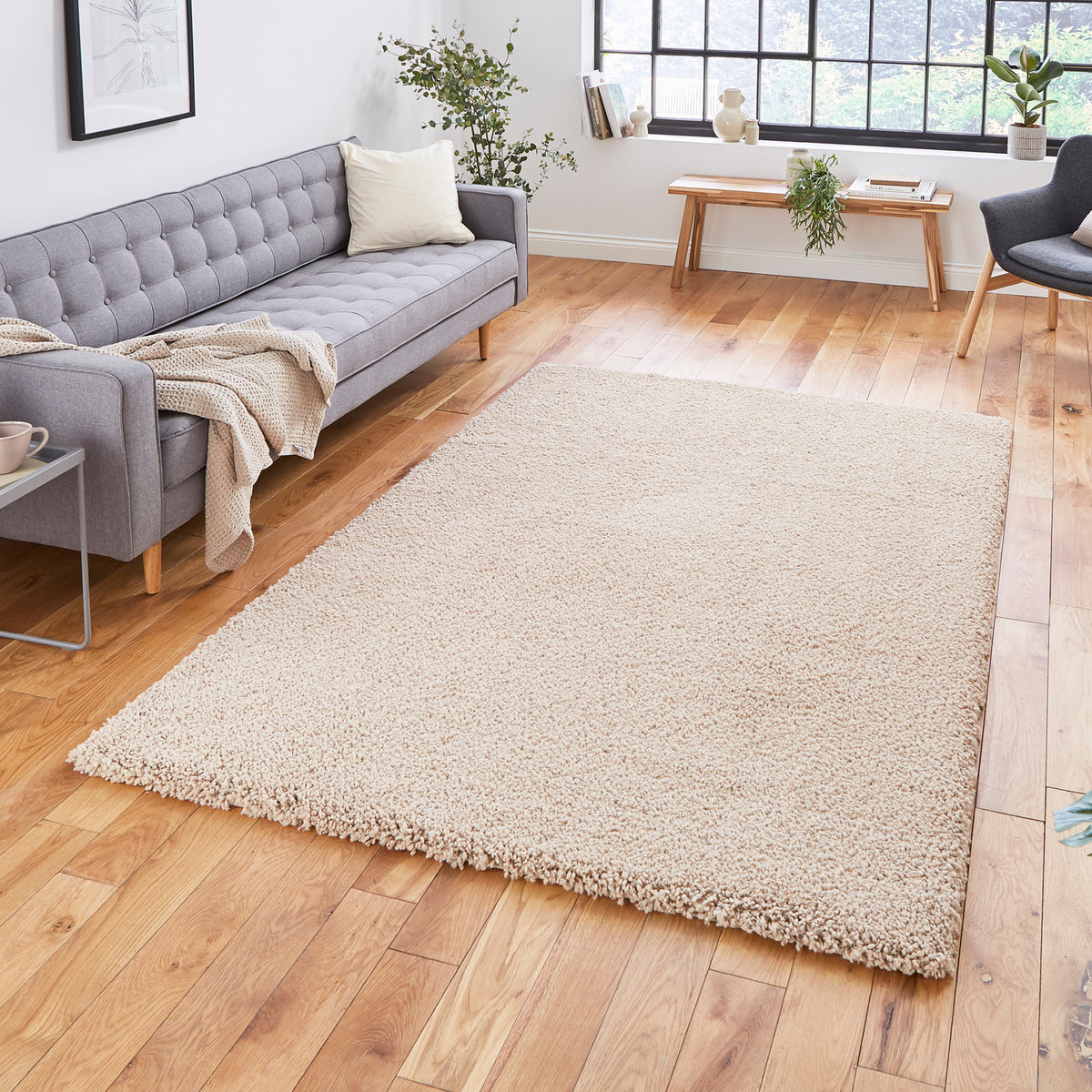 Roswell Camel Stain Resistant Shaggy Rug for living room