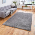 Roswell Pebble Grey Stain Resistant Shaggy Rug for living room