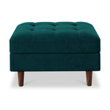 Skye Teal Velvet Storage Footstool from Roseland Furniture
