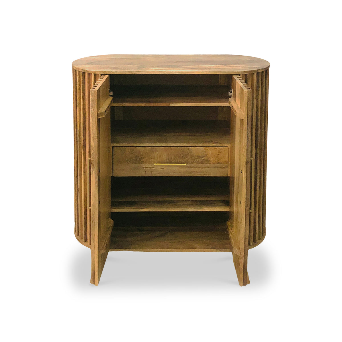 Leo Slatted Mango Wood 2 Door Tall Sideboard from Roseland Furniture