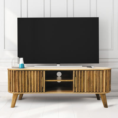 Leo Slatted Mango Wood 2 Door Large TV Unit