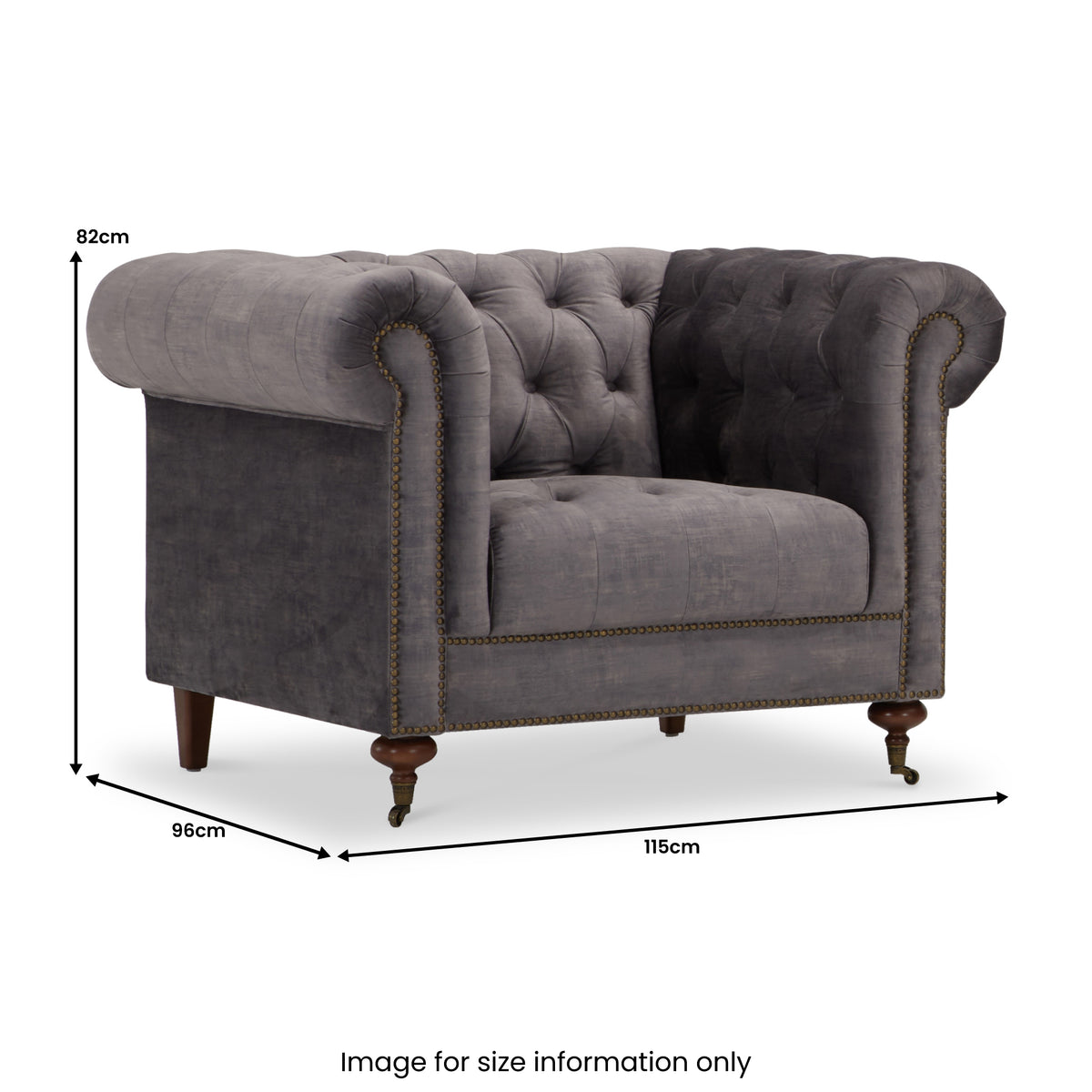 Stanhope Steel Grey Velvet Armchair from Roseland Furniture