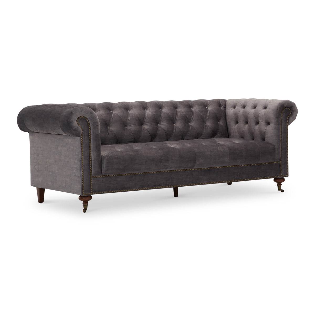 Stanhope Steel Grey Velvet 3 Seater Sofa from Roseland Furniture