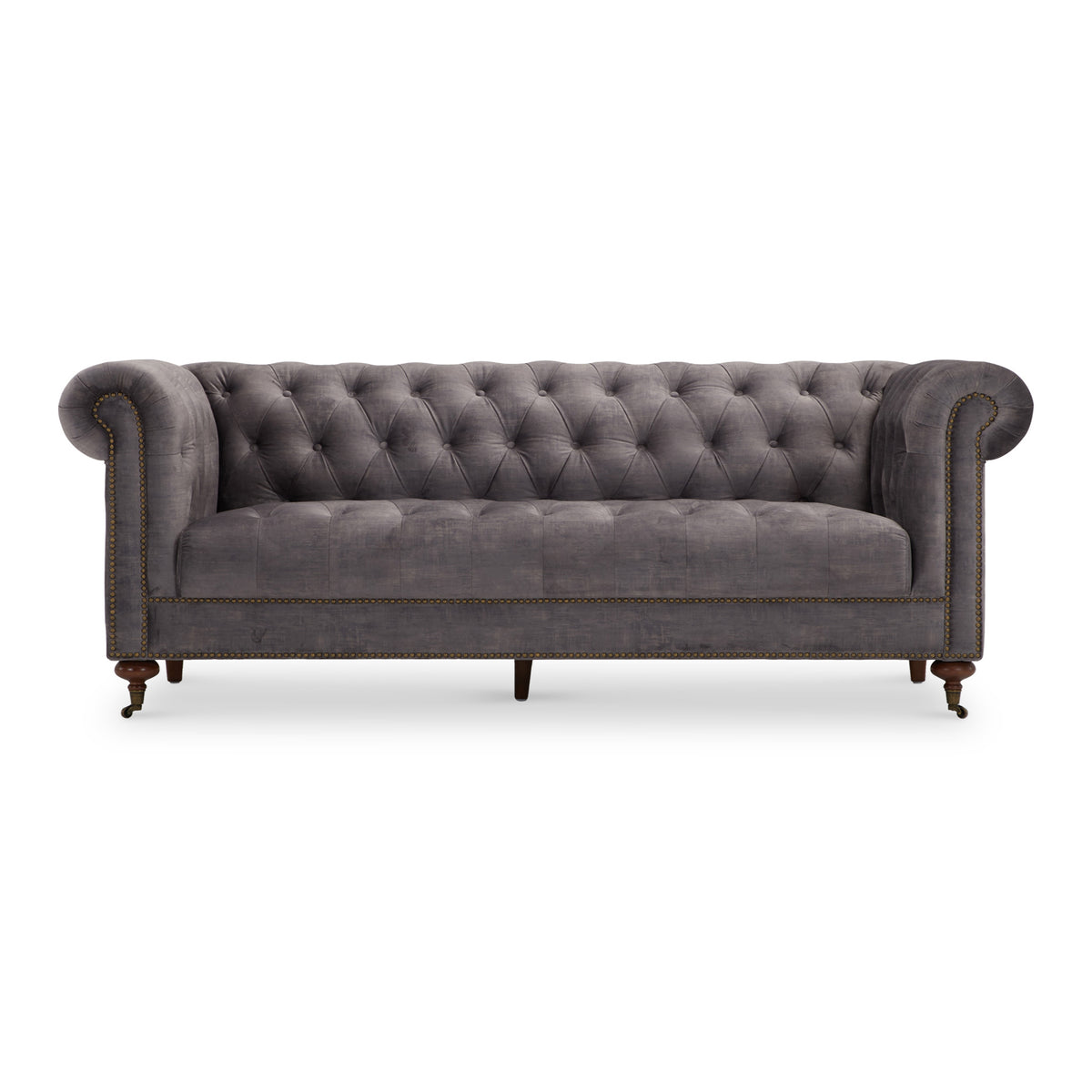 Stanhope Steel Grey Velvet 3 Seater Sofa