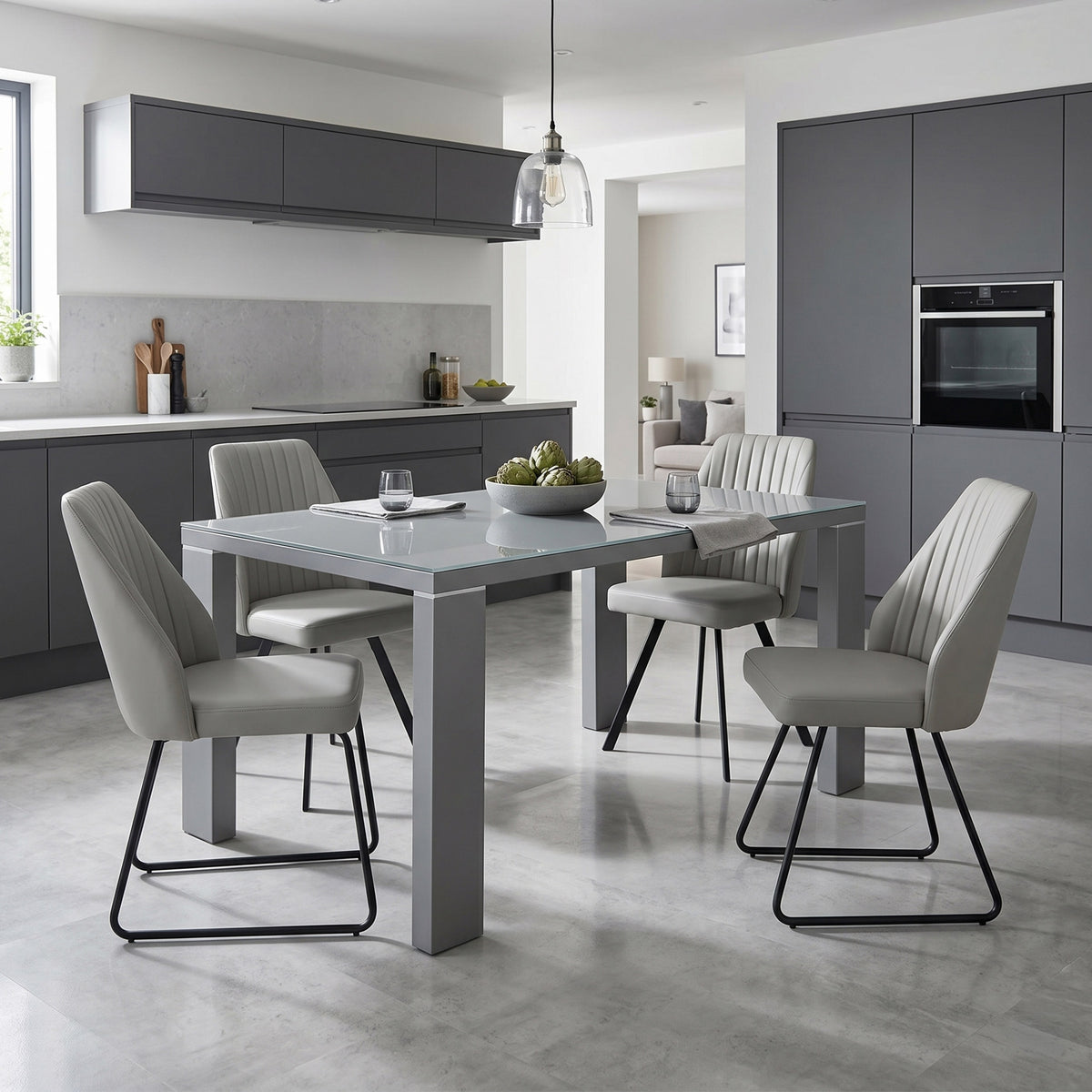 Jackson Grey Gloss 120cm Rectangular Dining Table from Roseland Furniture