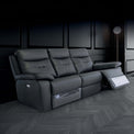 Talbot Charcoal Leather Electric Reclining 3 Seater Sofa for living room