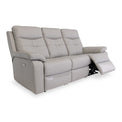 Talbot Light Grey Leather Electric Reclining 3 Seater Couch