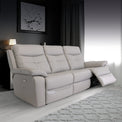 Talbot Light Grey Leather Electric Reclining 3 Seater Sofa for living room
