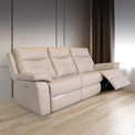 Talbot Light Stone Leather Electric Reclining 3 Seater Sofa for living room