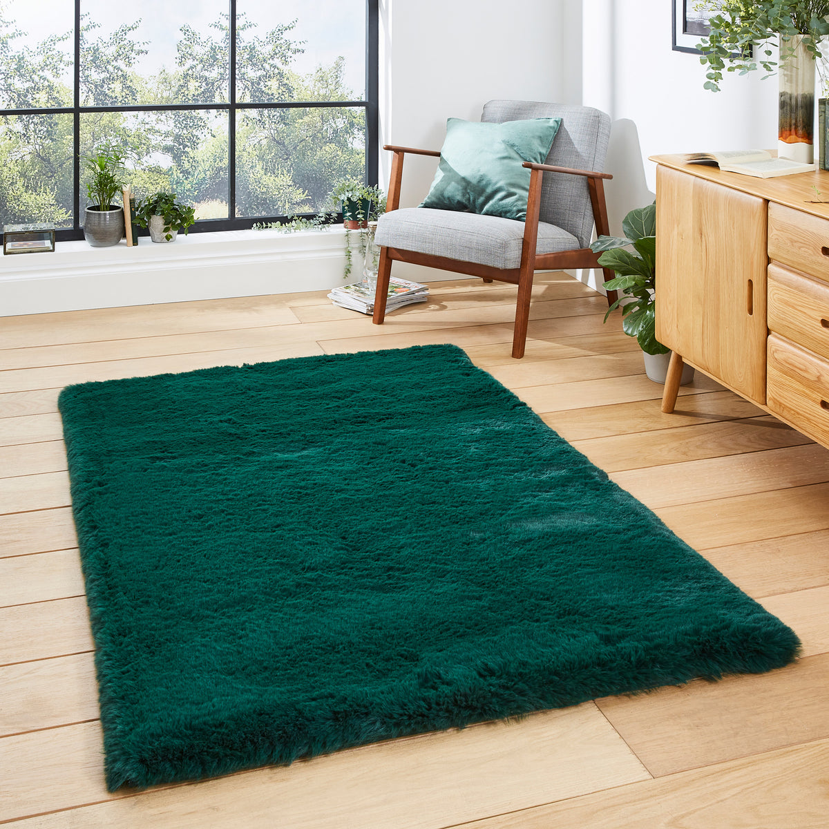 Dorset Jewel Green Hand Tufted Super Teddy Rug for living room
