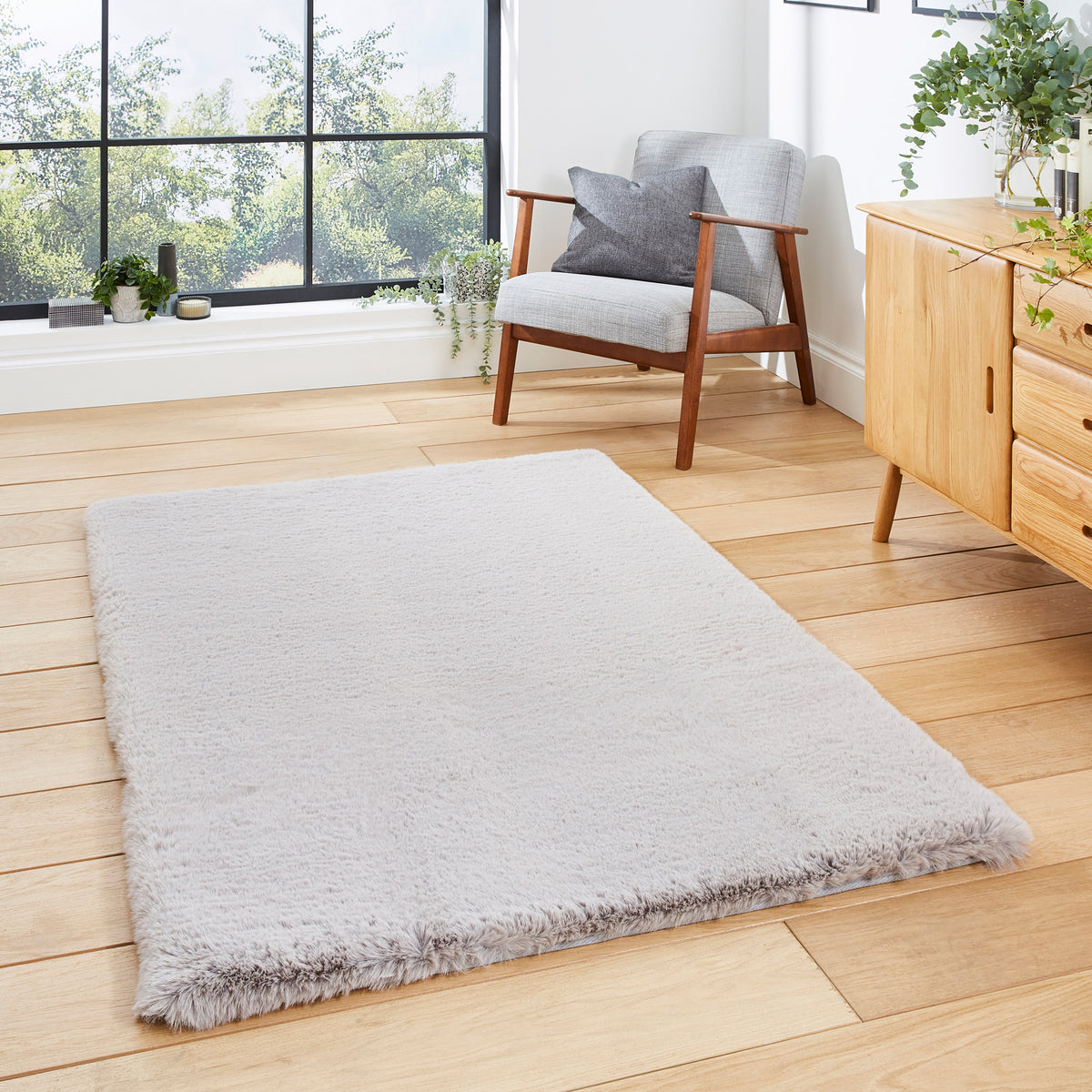 Dorset Silver Hand Tufted Super Teddy Rug for living room