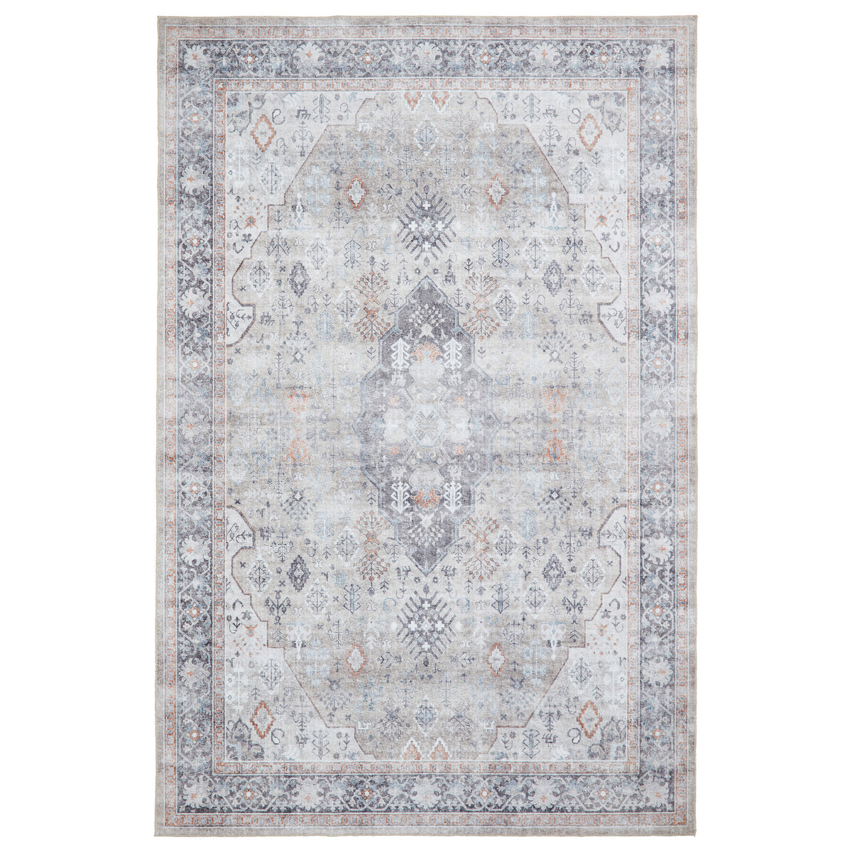 Lincoln Beige Distressed Medallion Rug  from Roseland Furniture