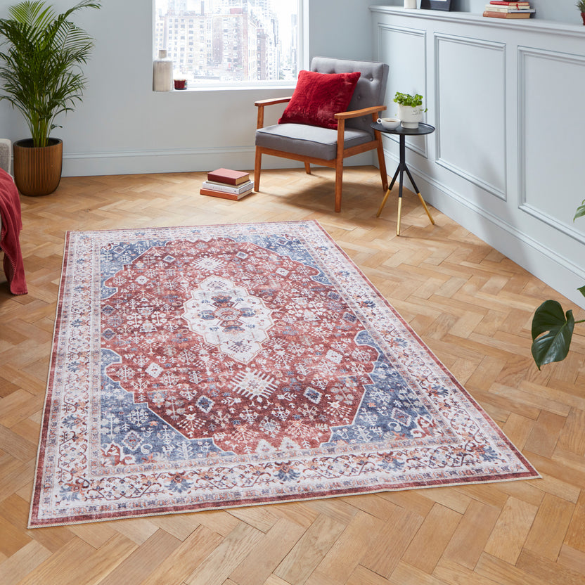 Lincoln Distressed Traditional Medallion Rectangular Rug for Living ...