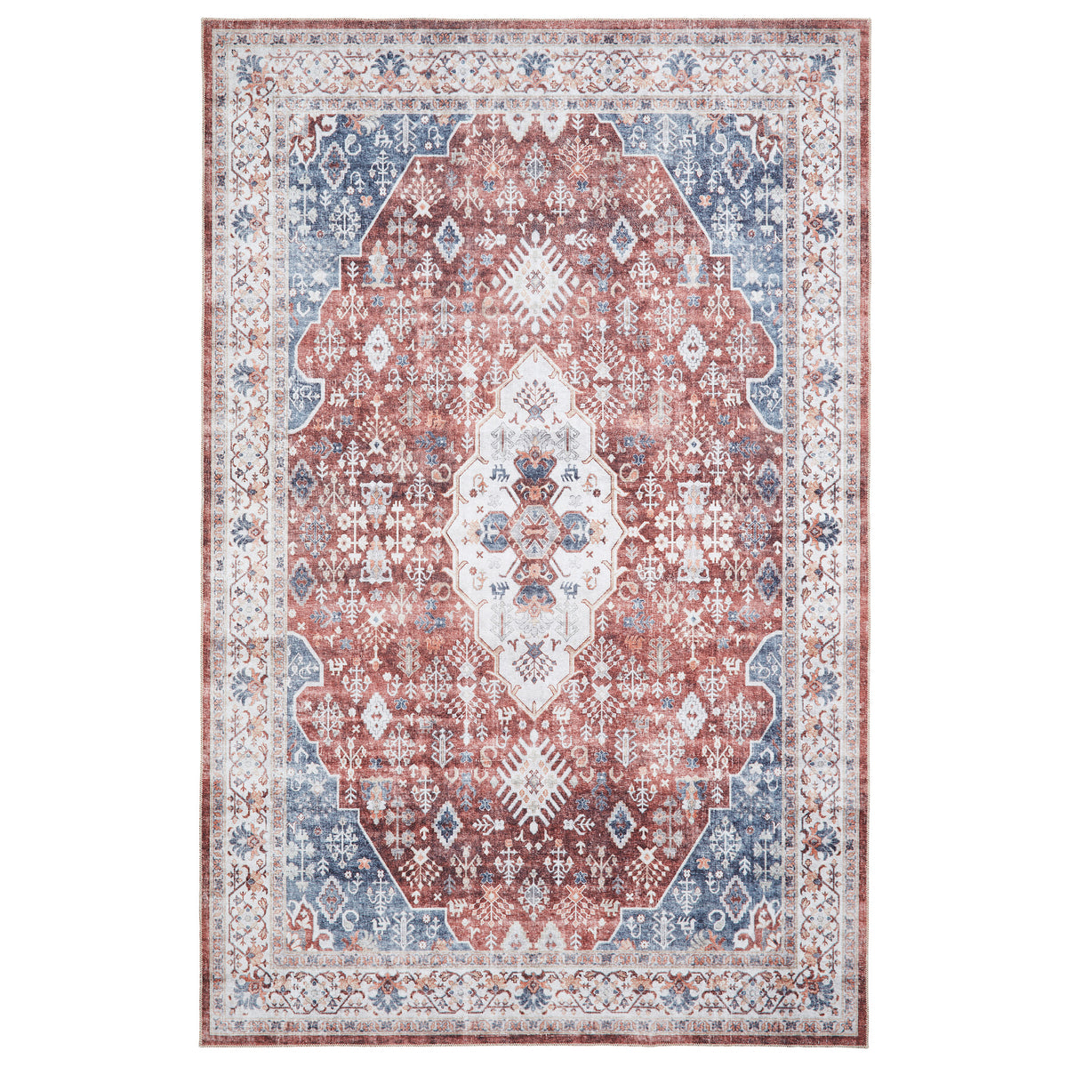 Lincoln Red Distressed Medallion Rug from Roseland Furniture
