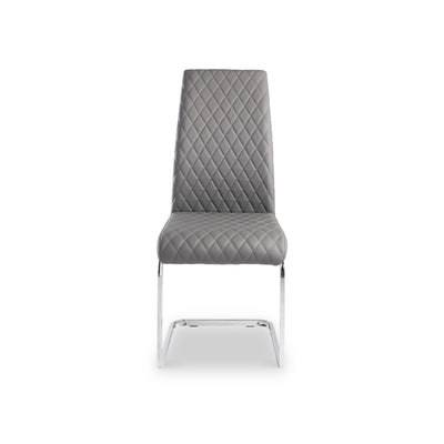 Kye Grey Faux Leather Quilted Dining Chair