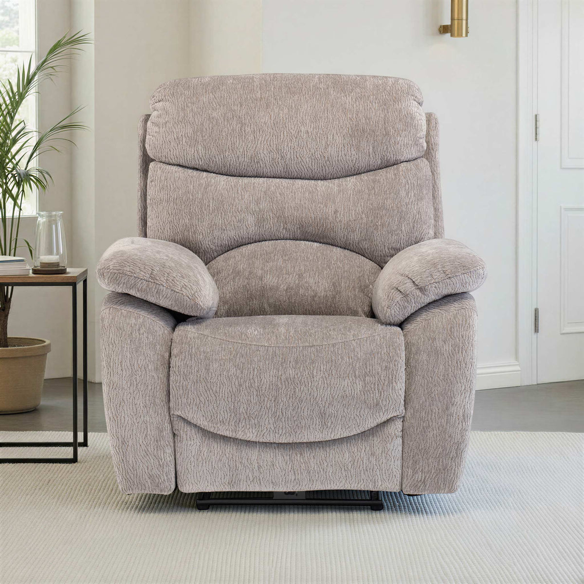 Eivor-Electric-Recliner-Armchair-Grey Front1 from Roseland Furniture