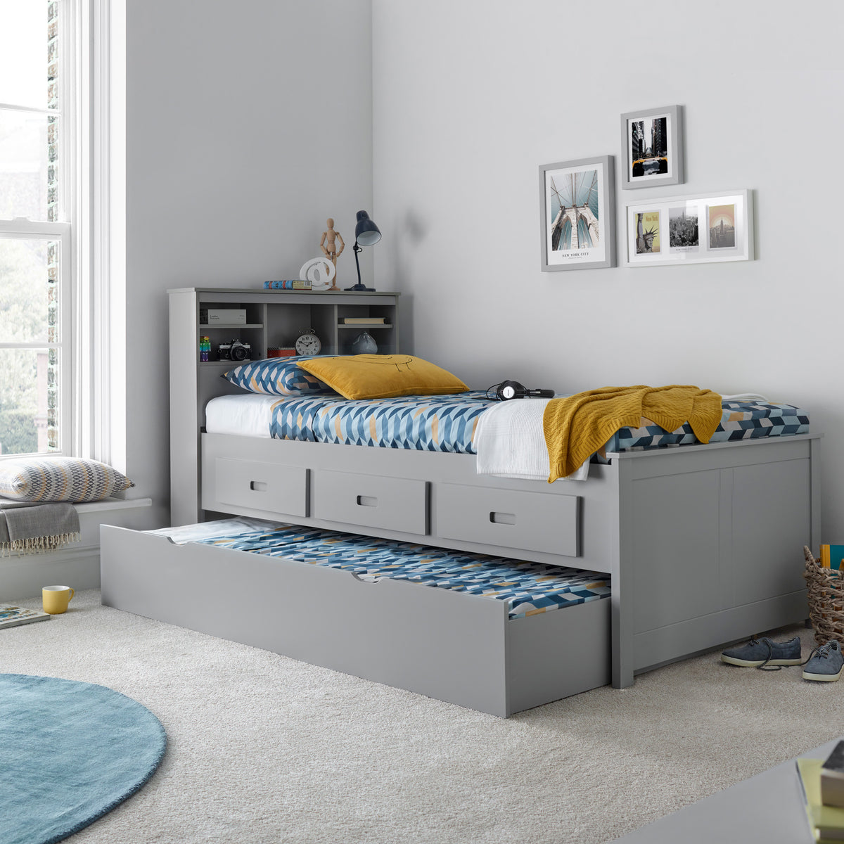 Knowle Grey Guest Bed with Trundle