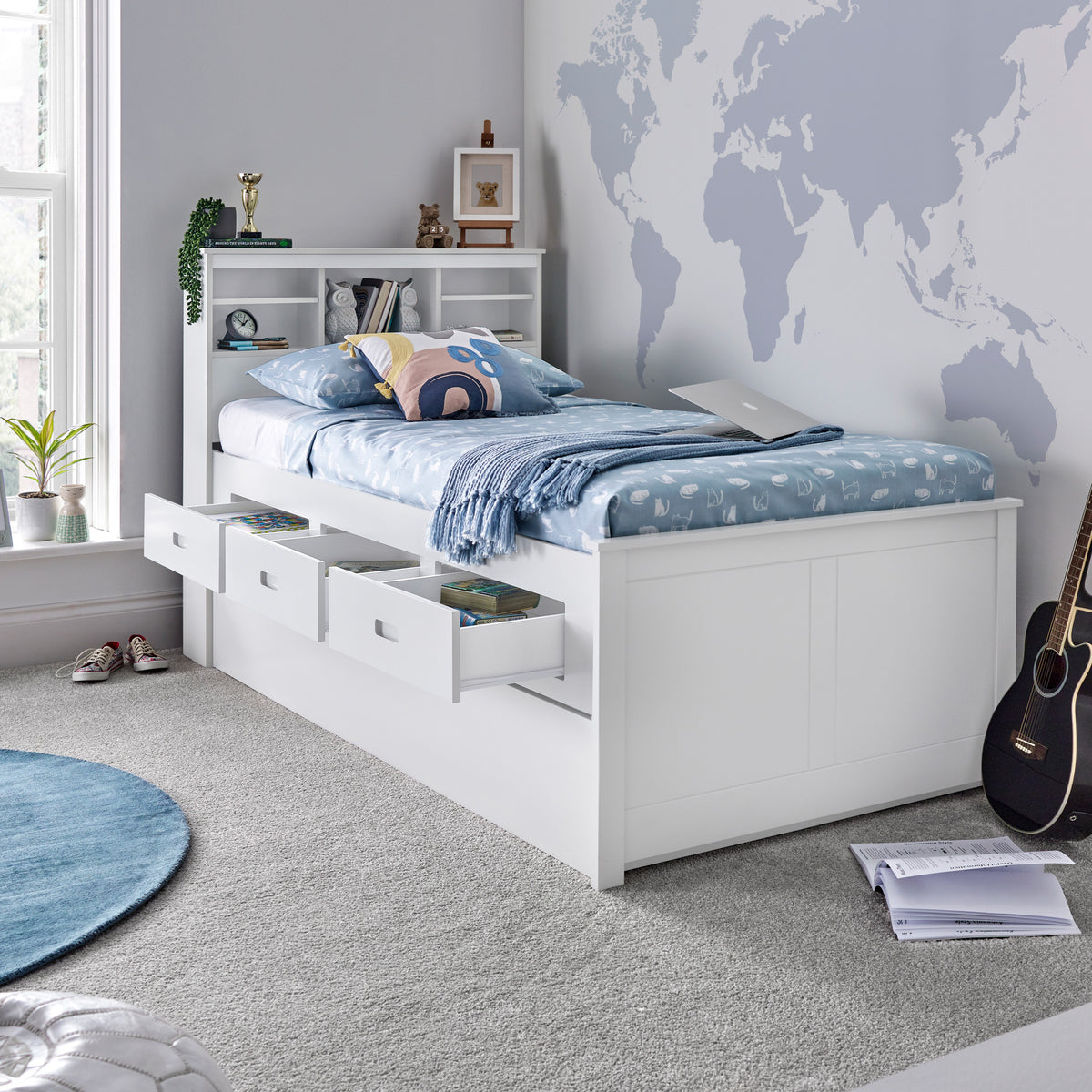 Knowle White Guest Bed with Trundle for childrens room
