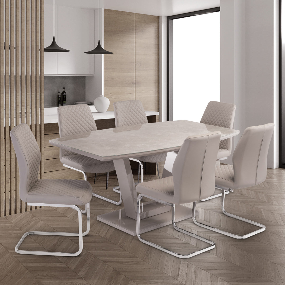 Marco Latte Gloss 160cm Rectangular Dining Table for dining room