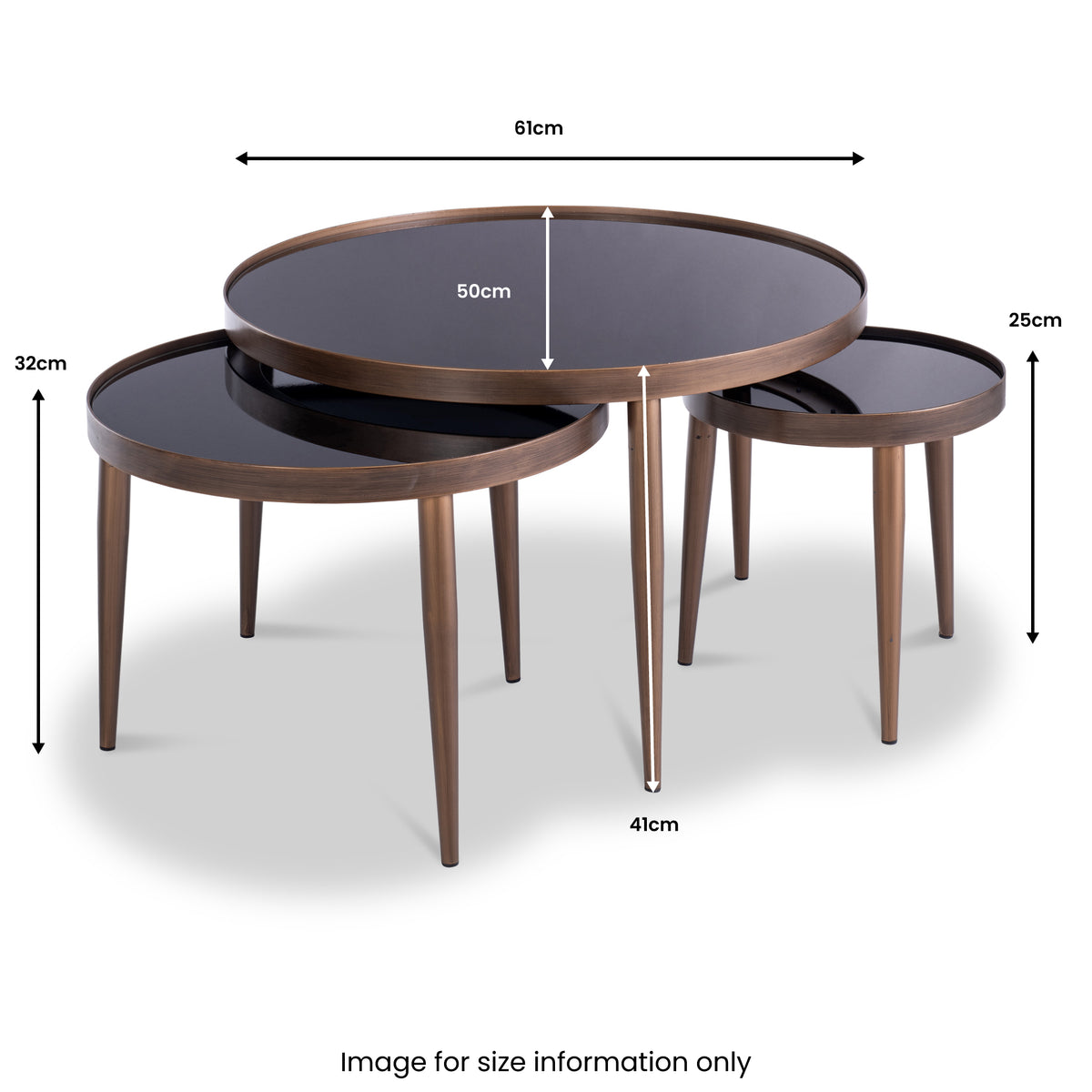 Magnus Black Gloss Round Nested Coffee Table Set of 3 Roseland