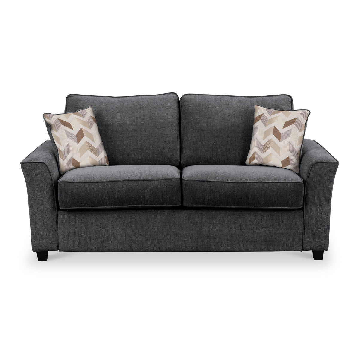 Abbott 2 Seater Sofabed in Charcoal with Morelisa Oatmeal Cushions by Roseland Furniture