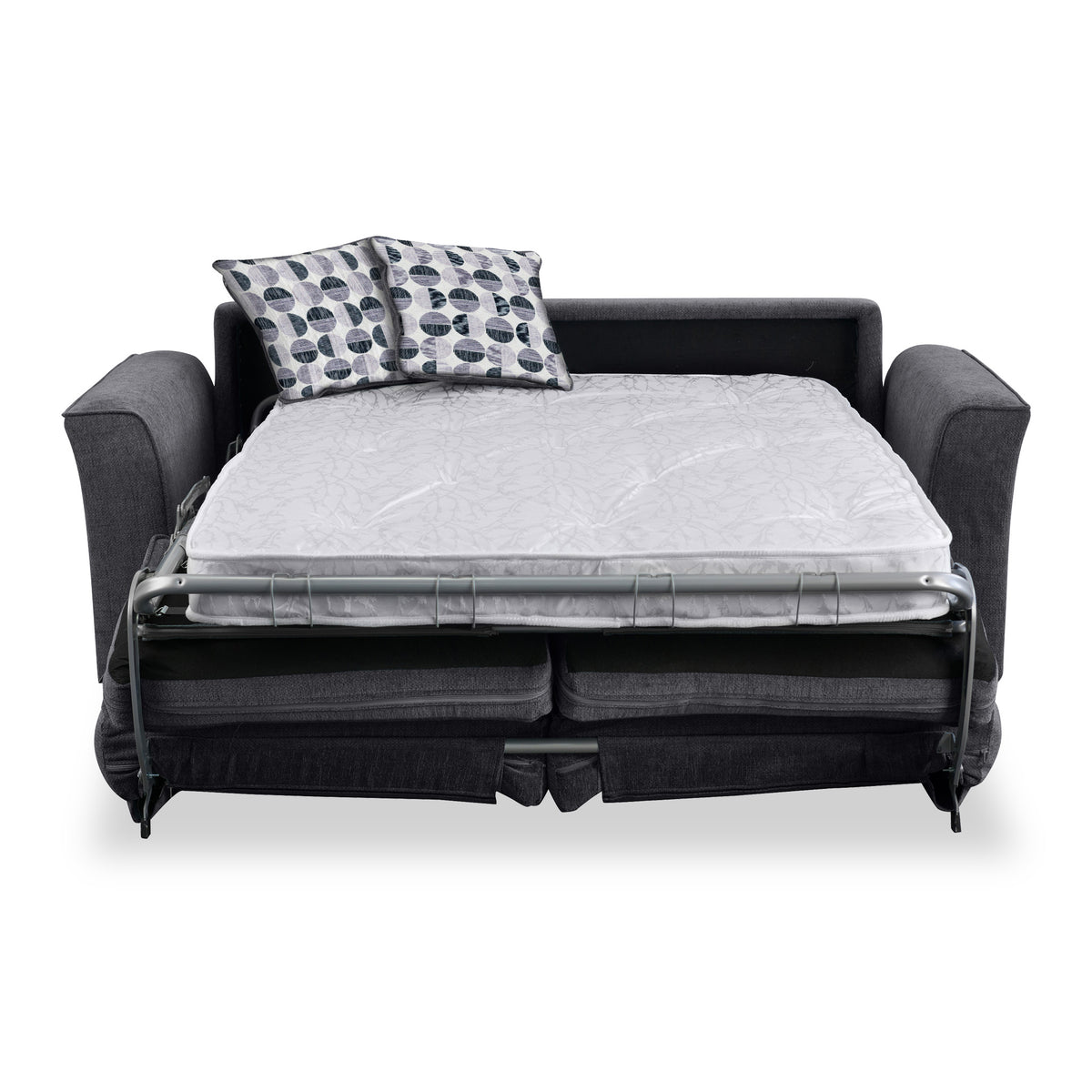Abbott 2 Seater Sofabed in Charcoal with Rufus Mono Cushions by Roseland Furniture