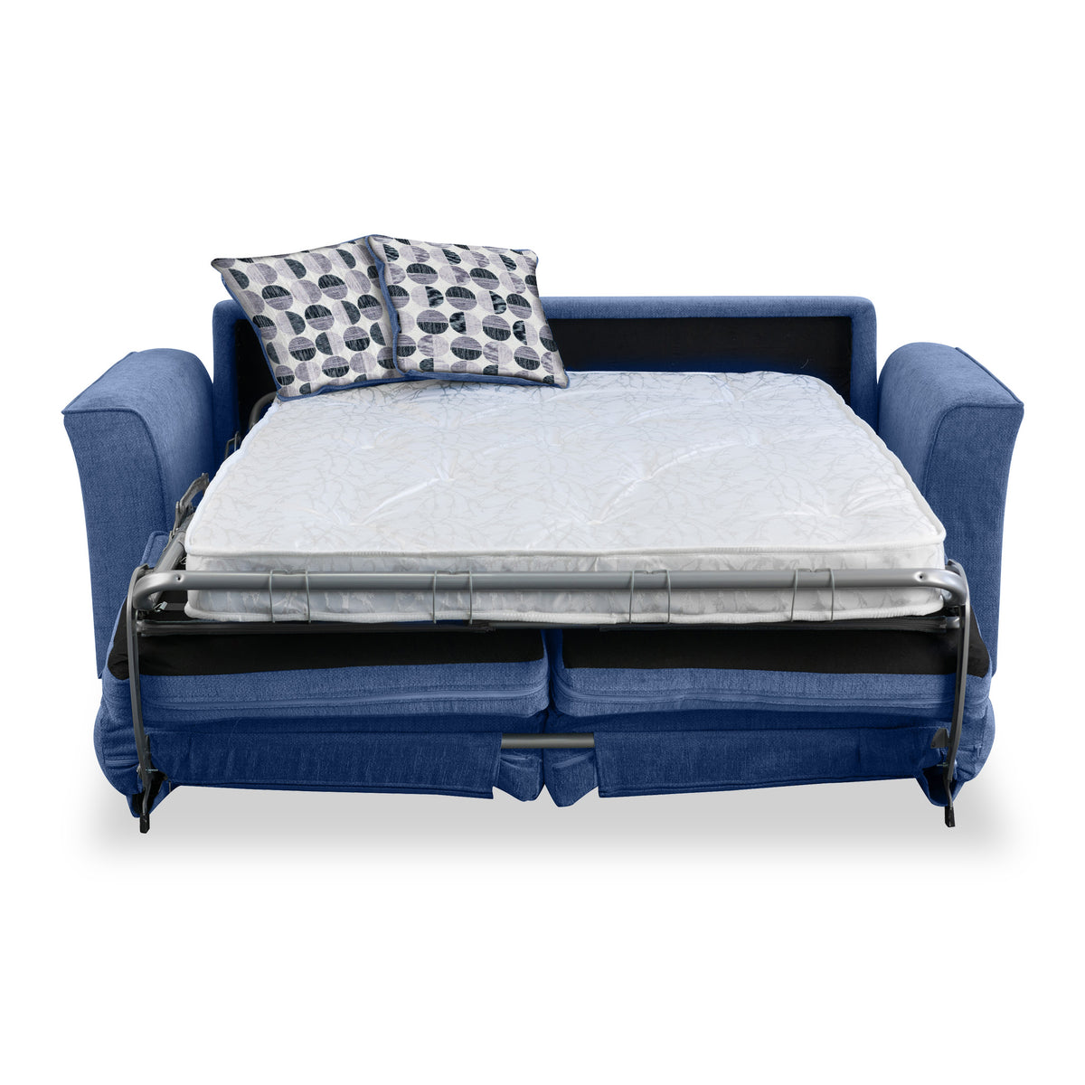 Abbott 2 Seater Sofabed in Denim with Rufus Mono Cushions by Roseland Furniture