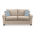 Abbott 2 Seater Sofabed in Oatmeal with Rufus Blue Cushions by Roseland Furniture