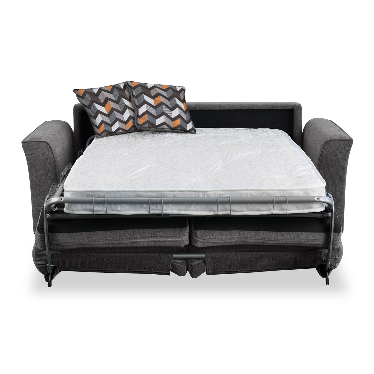 Boston 2 Seater Sofabed in Charcoal with Morelisa Charcoal Cushions by Roseland Furniture