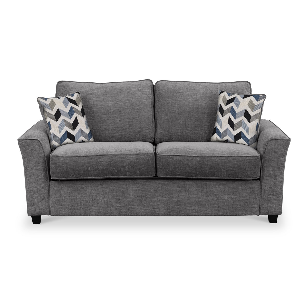 Boston 2 Seater Sofabed in Charcoal with Morelisa Denim Cushions by Roseland Furniture