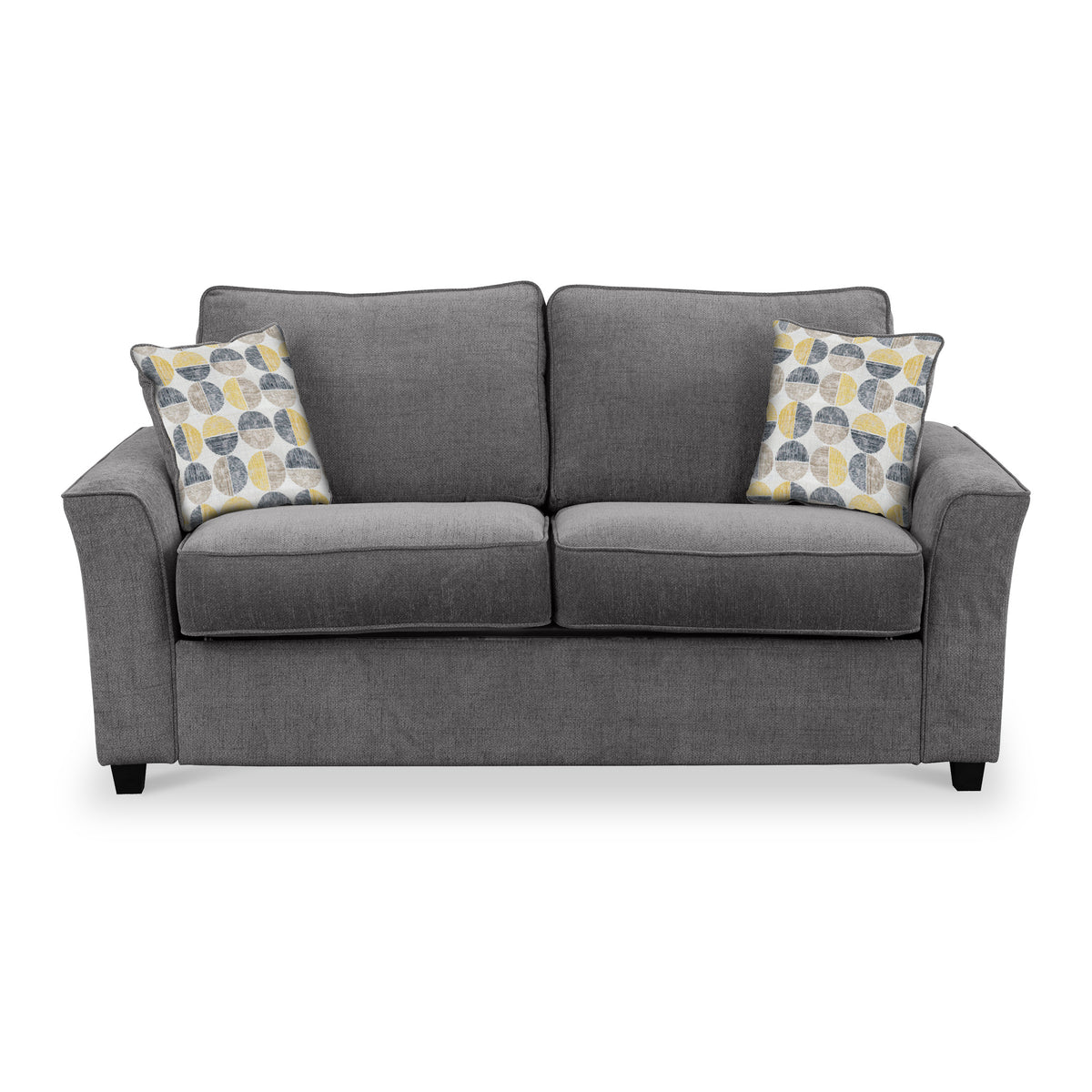 Boston 2 Seater Sofabed in Charcoal with Rufus Beige Cushions by Roseland Furniture