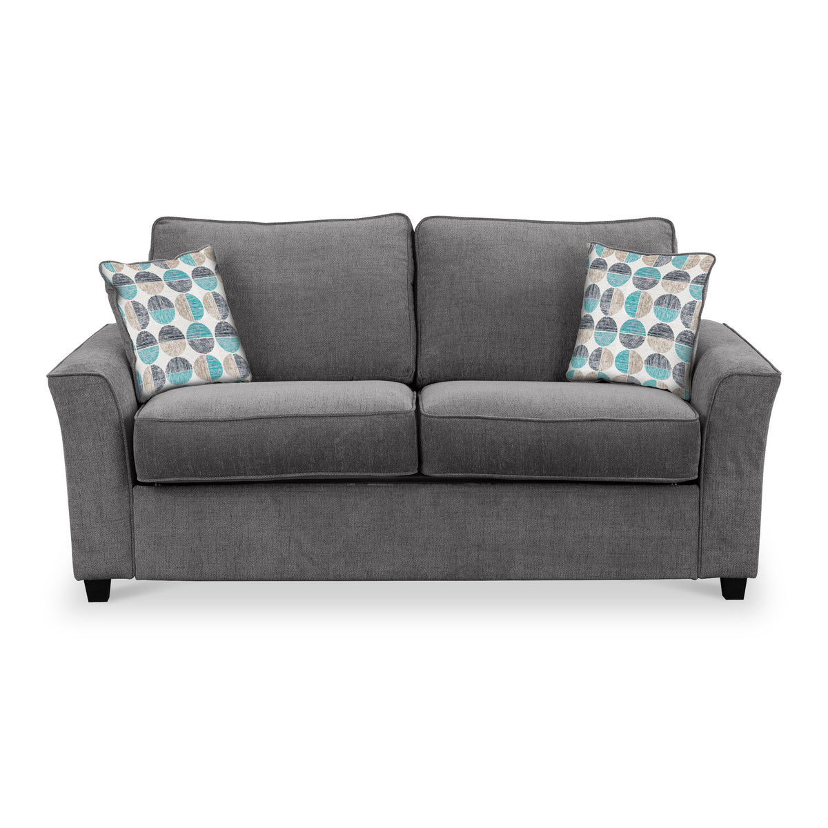 Boston 2 Seater Sofabed in Charcoal with Rufus Duck Egg Cushions by Roseland Furniture