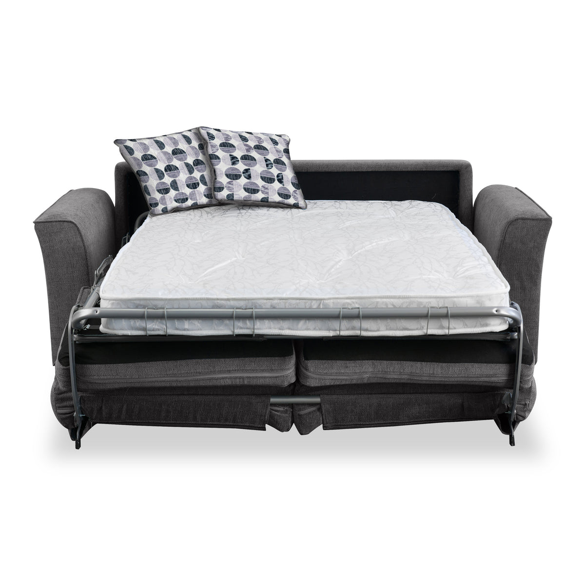 Boston 2 Seater Sofabed in Charcoal with Rufus Mono Cushions by Roseland Furniture