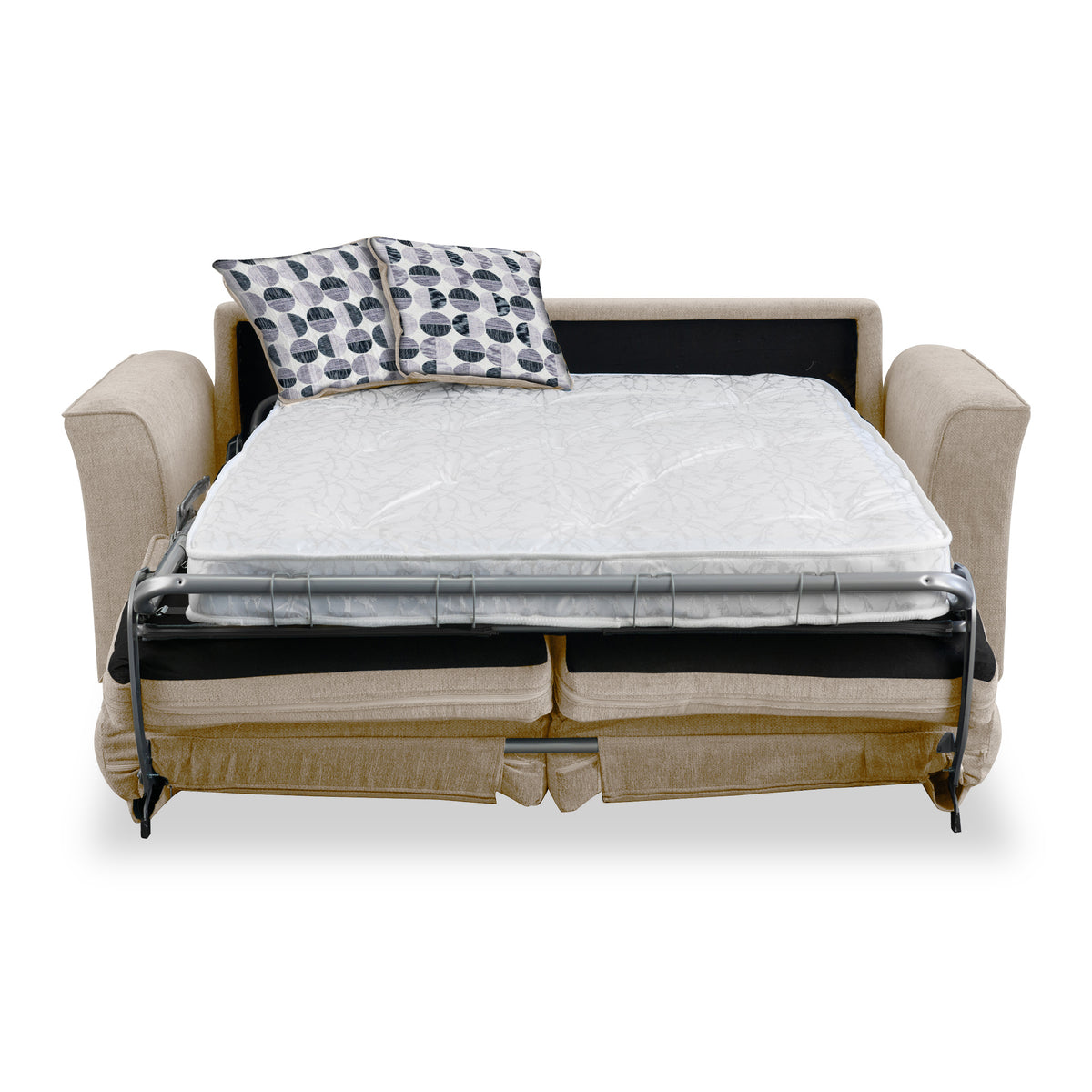 Boston 2 Seater Sofabed in Fawn with Rufus Mono Cushions by Roseland Furniture