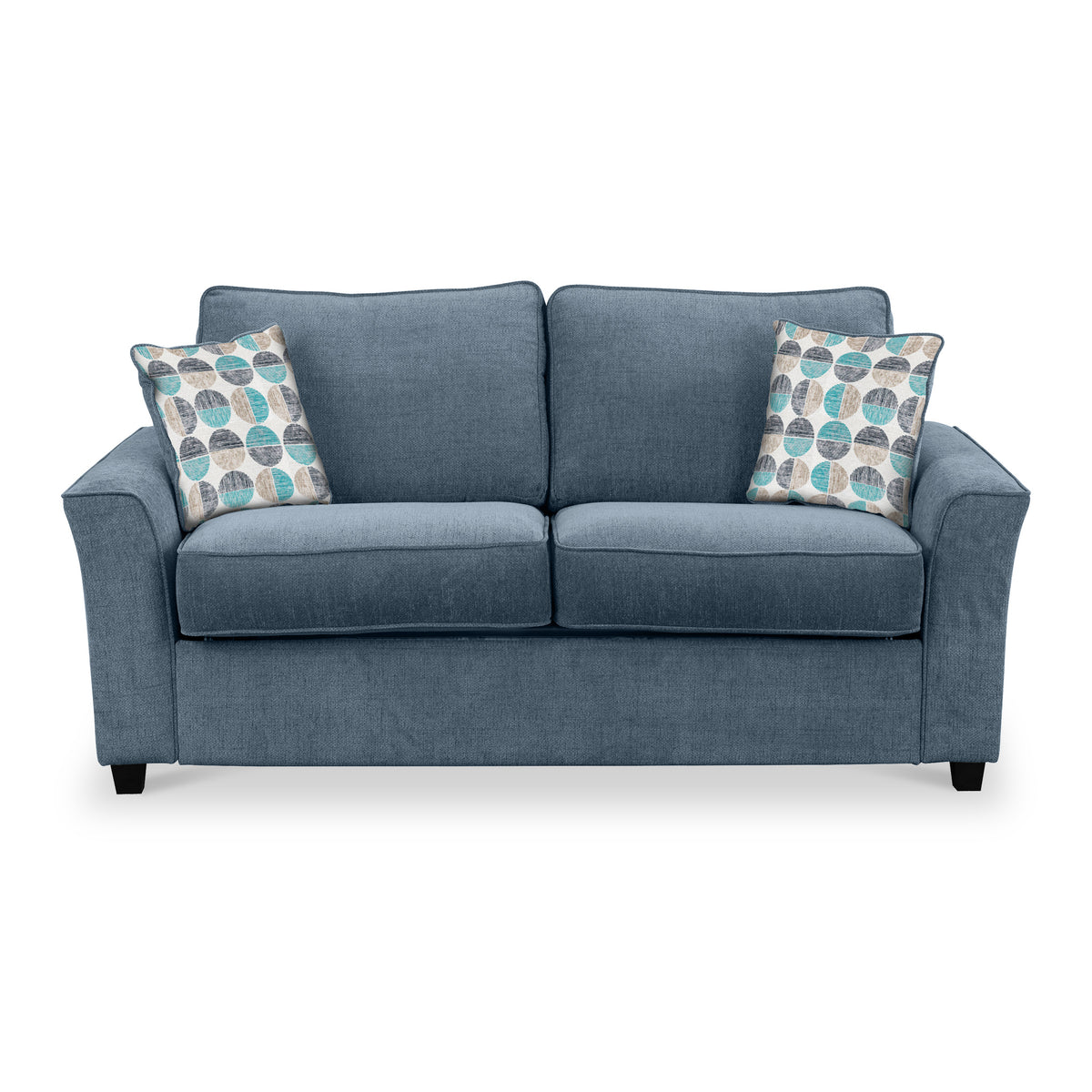 Boston 2 Seater Sofabed in Midnight with Rufus Duck Egg Cushions by Roseland Furniture